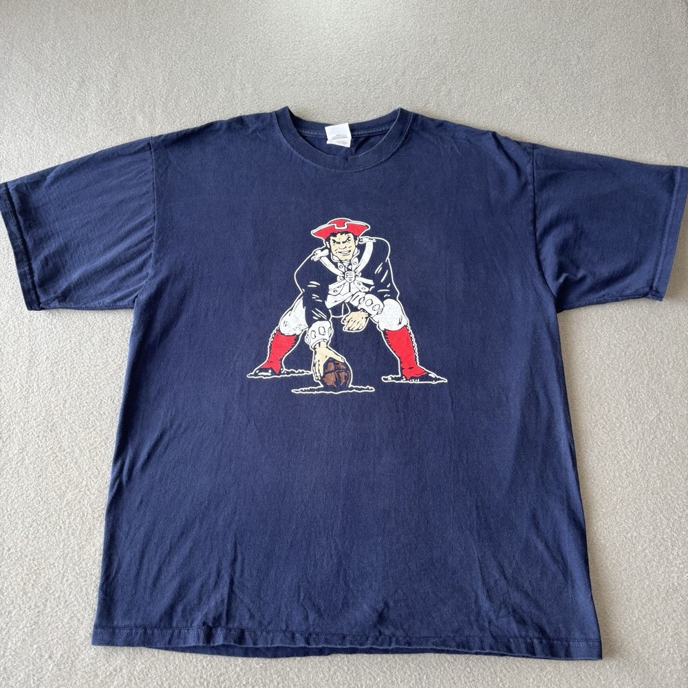 Vintage 90s New England Patriots Pat Patriot T-Shirt Mens XL Navy NFL Football